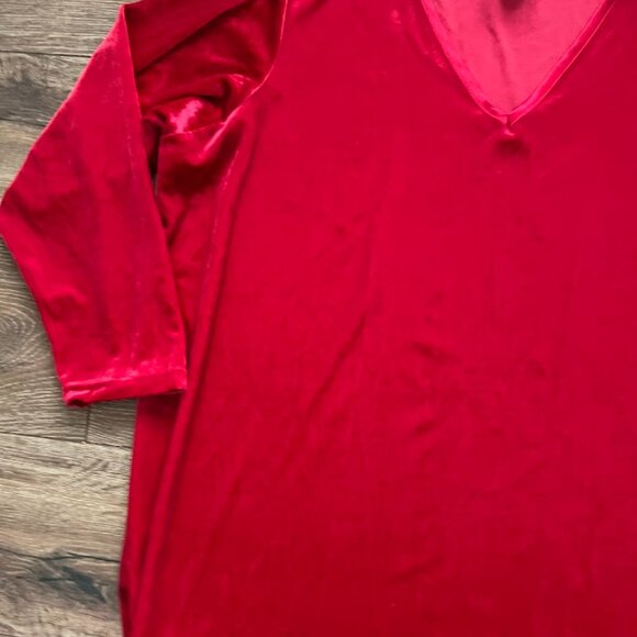 Woman Within Red Velvet Pullover Christmas Holiday Top Blouse Size 2X - Picture 2 of 12